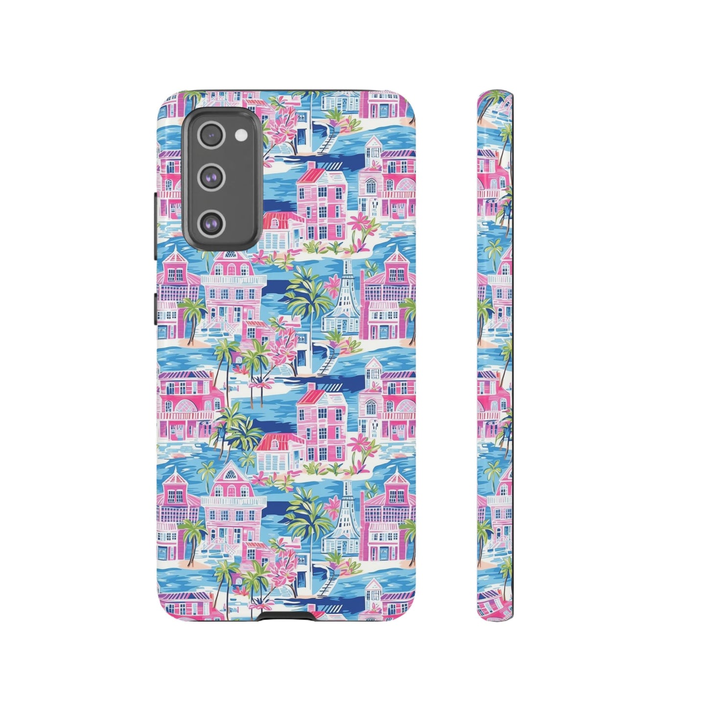 Pink Coastal Houses phone case | Tough Case | iPhone 17