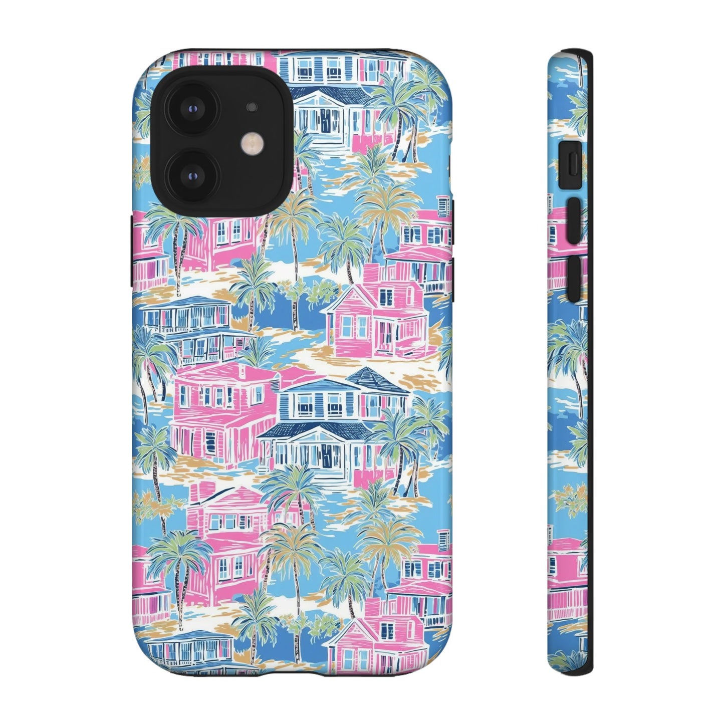 Tropical Beach Houses Tough Case | Palm Tree Coastal Phone Cover | iPhone 17