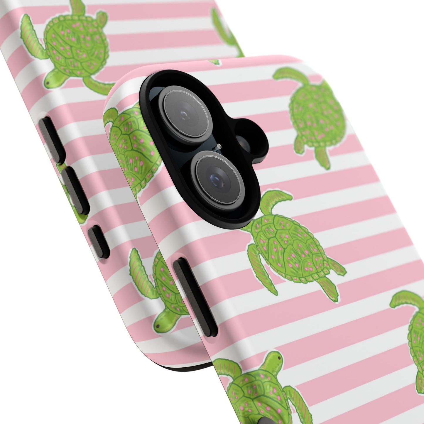 Green Sea Turtles Phone Case | Pink Stripes Tough Case | iPhone 17