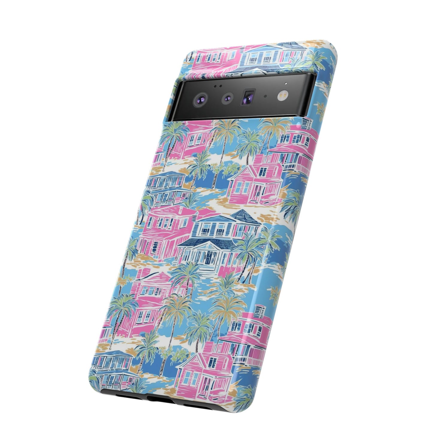 Tropical Beach Houses Tough Case | Palm Tree Coastal Phone Cover | iPhone 17