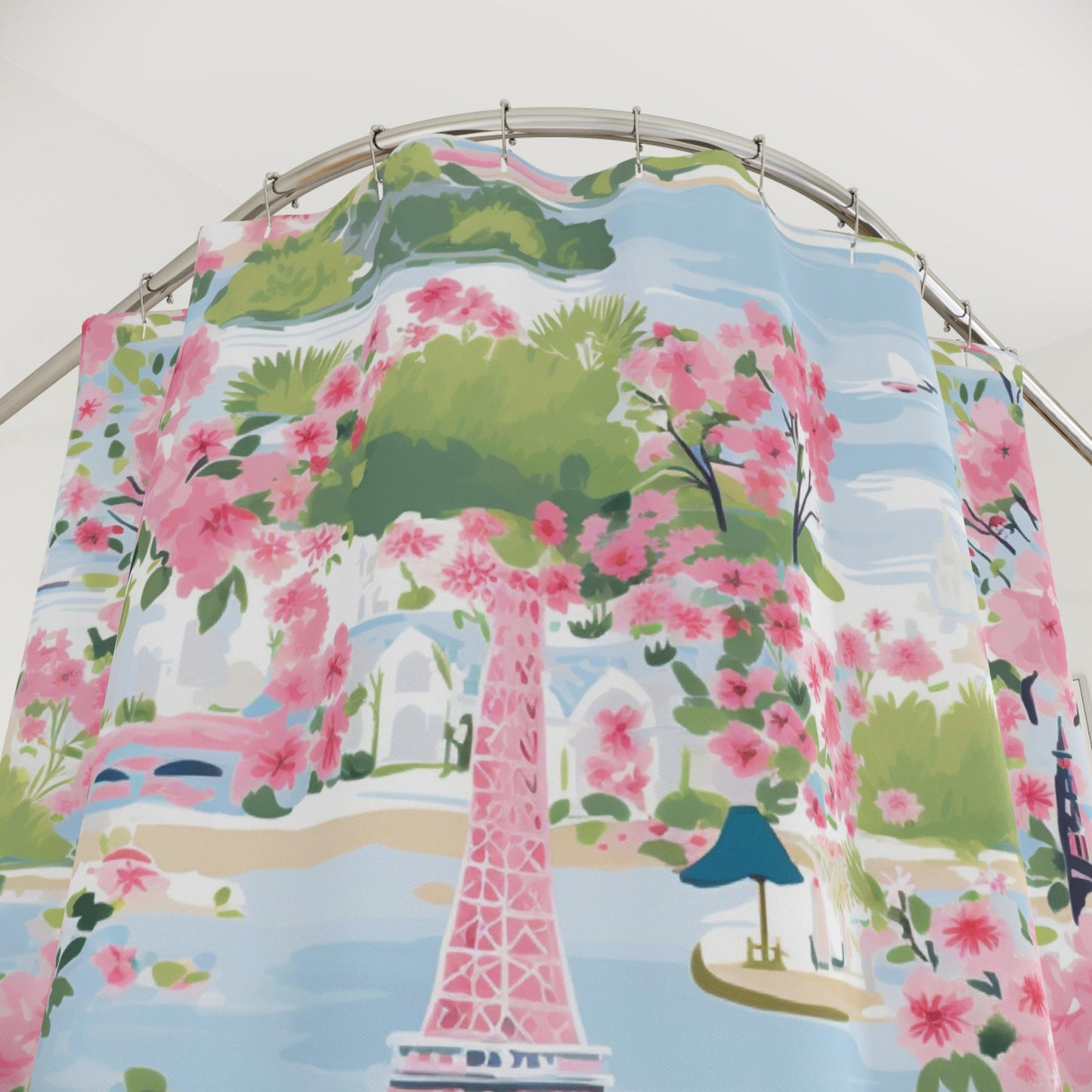 Paris Eiffel Tower Floral Shower Curtain