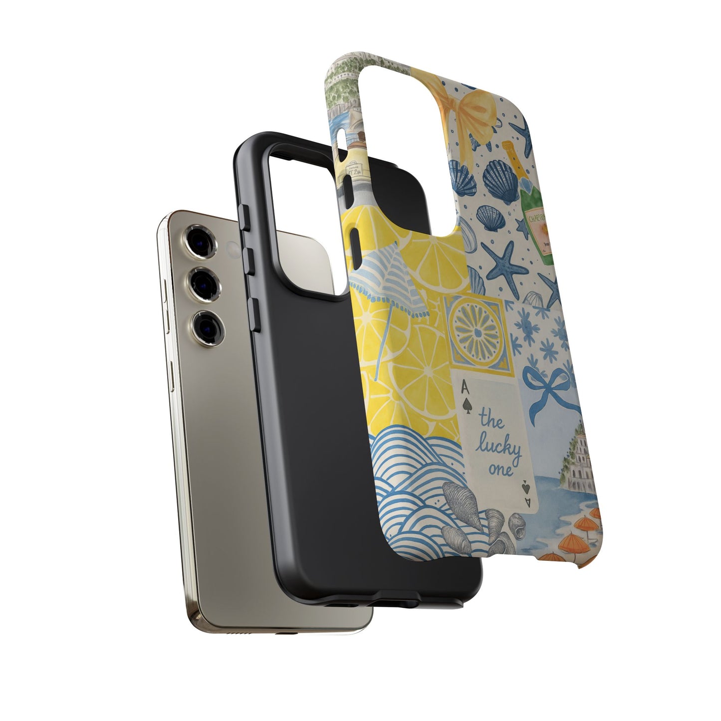 Coastal Collage Phone Case | Beach Shells, Starfish, Lemon, Scenic Travel | Italian Summer