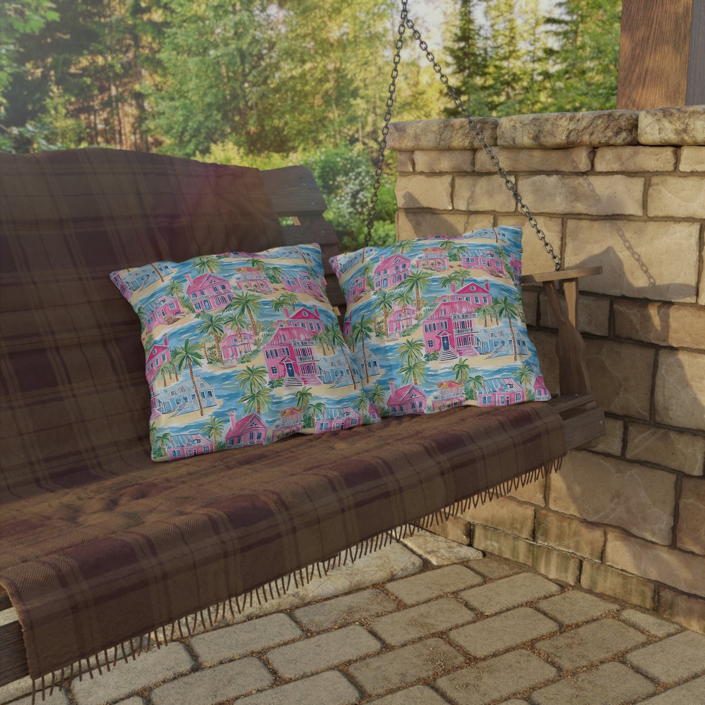 Outdoor Throw Pillow, Coastal Palm Beach Houses