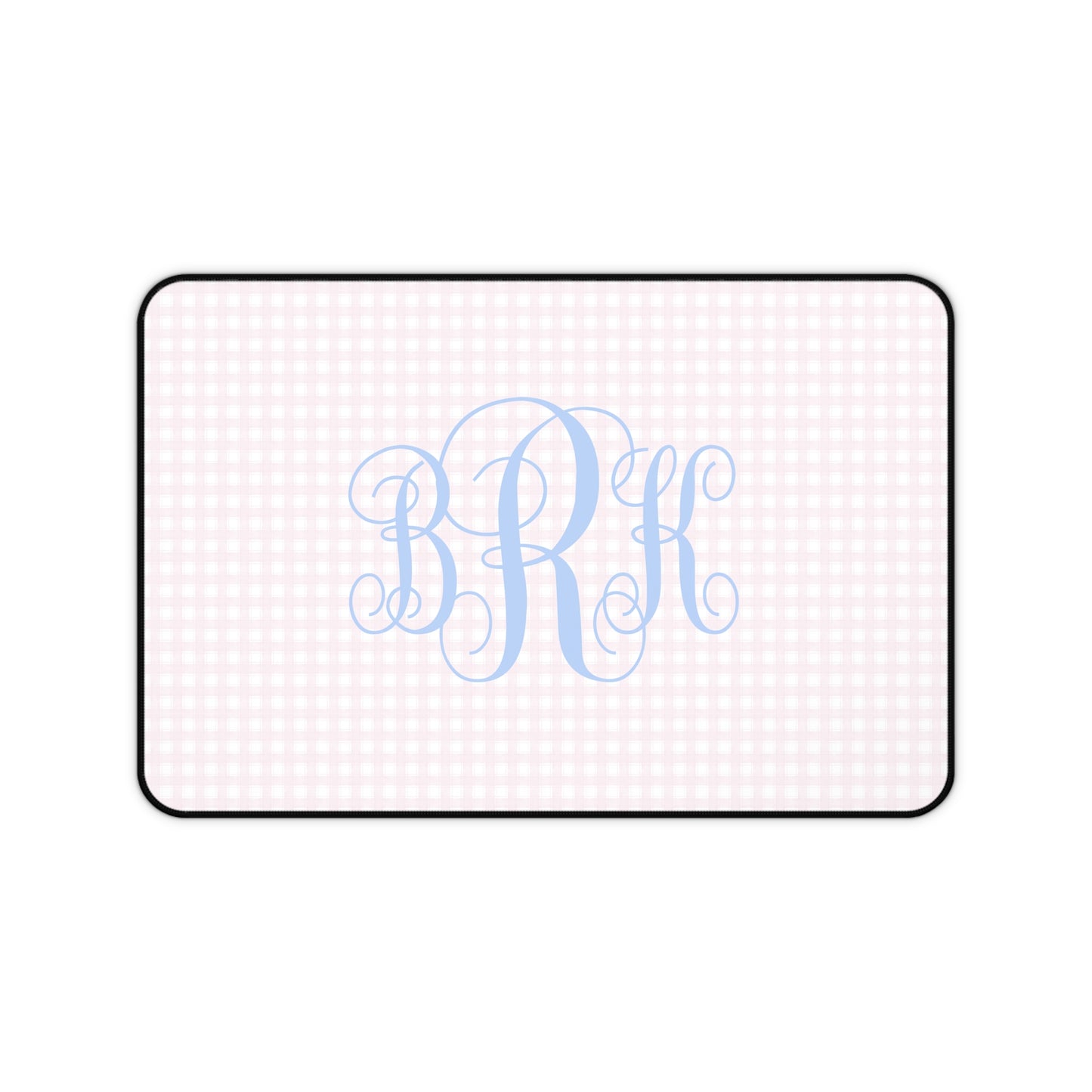 Blue Script Monogram Desk Mat | Pink Gingham Mouse Pad