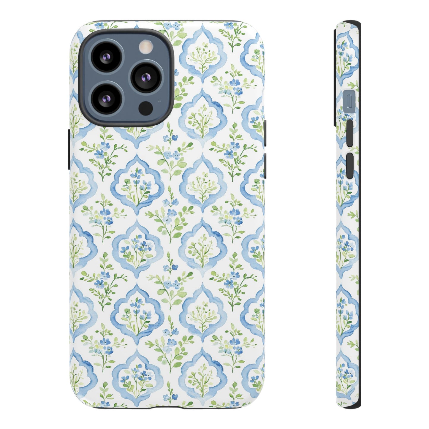 Blue Floral Damask phone case | Tough Case | iPhone 17