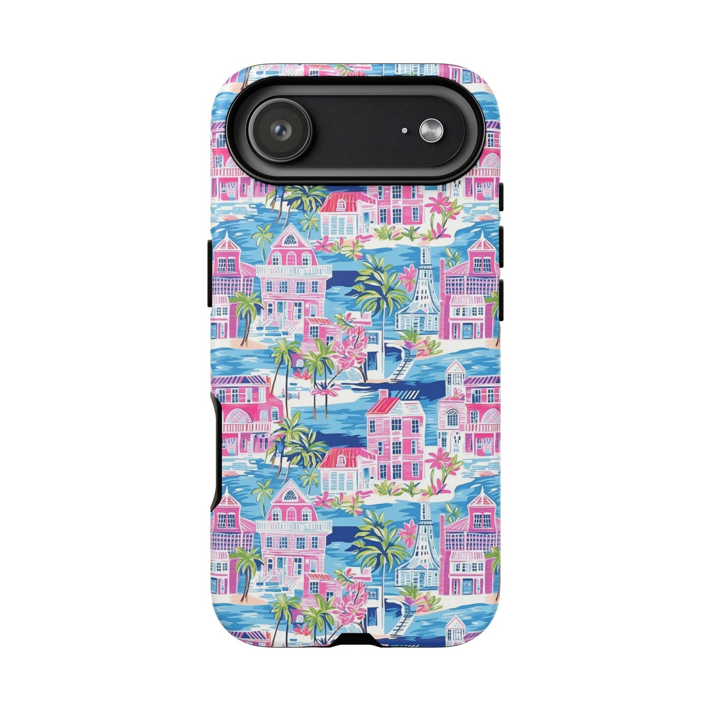 Pink Coastal Houses phone case | Tough Case | iPhone 17