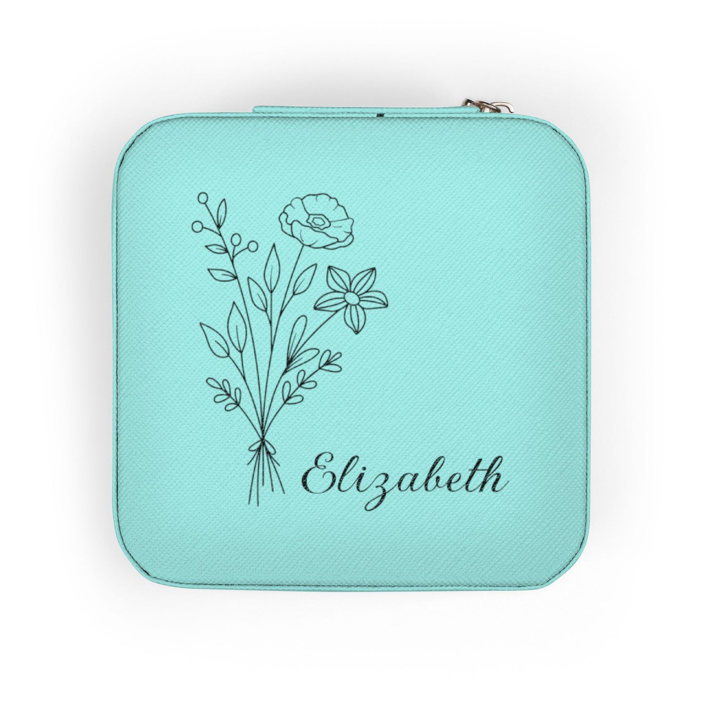 Personalized Wildflowers Jewelry Travel Case — Compact Floral Travel Organizer