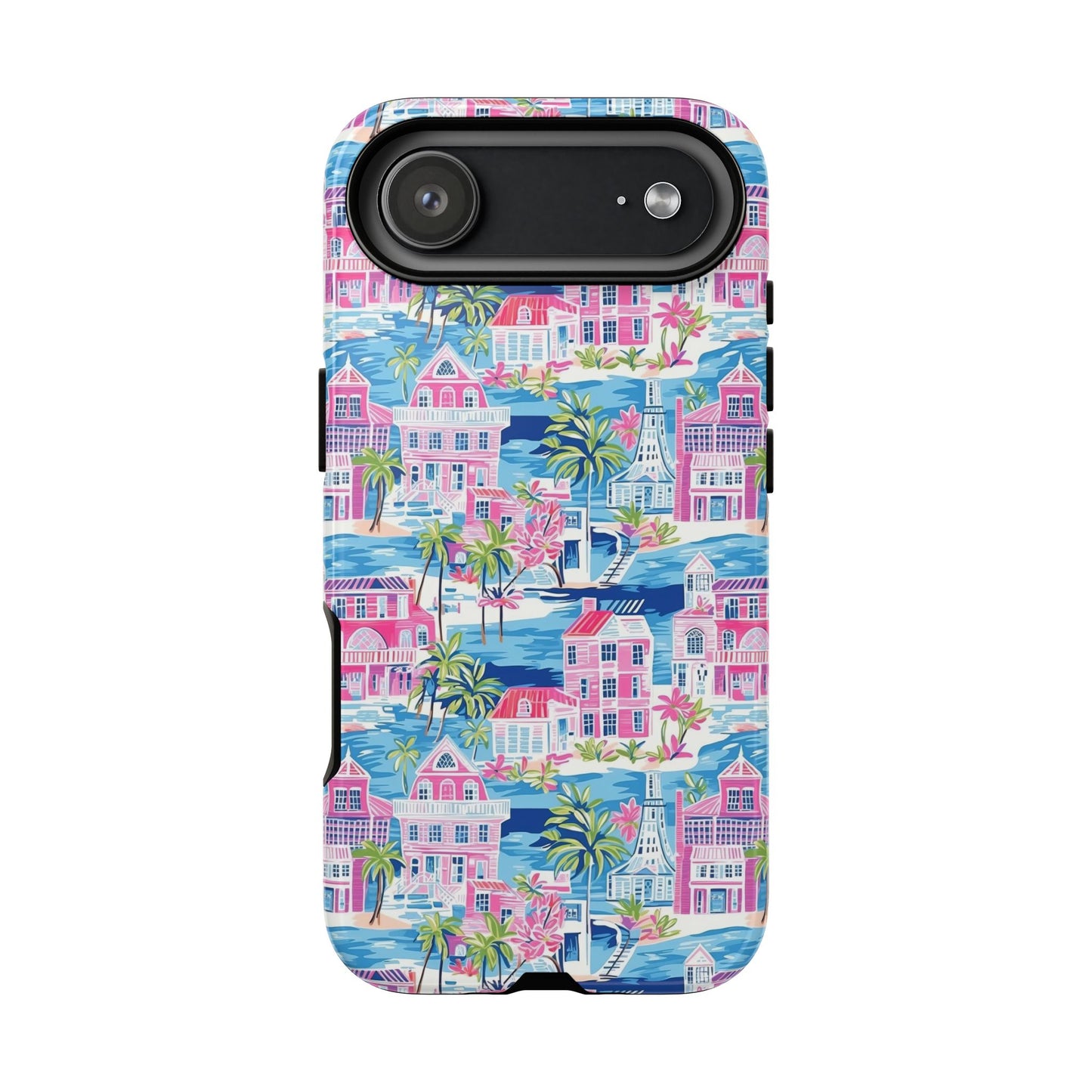 Pink Coastal Houses phone case | Tough Case | iPhone 17