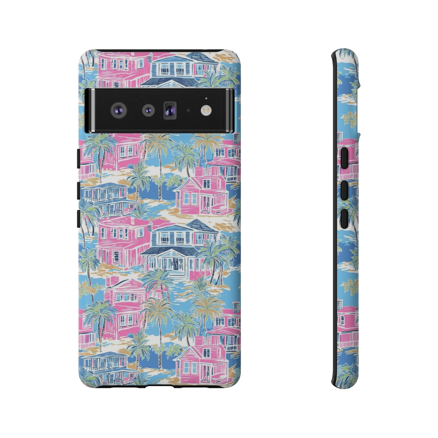 Tropical Beach Houses Tough Case | Palm Tree Coastal Phone Cover | iPhone 17