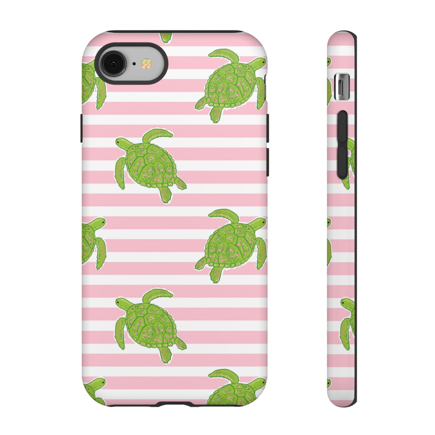 Green Sea Turtles Phone Case | Pink Stripes Tough Case | iPhone 17