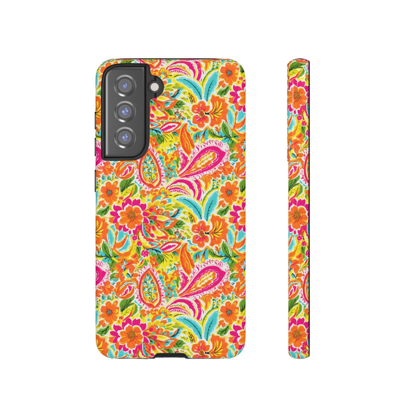 Vibrant Floral Paisley phone case | Tough Cases | Orange and Pink Floral | iPhone 17
