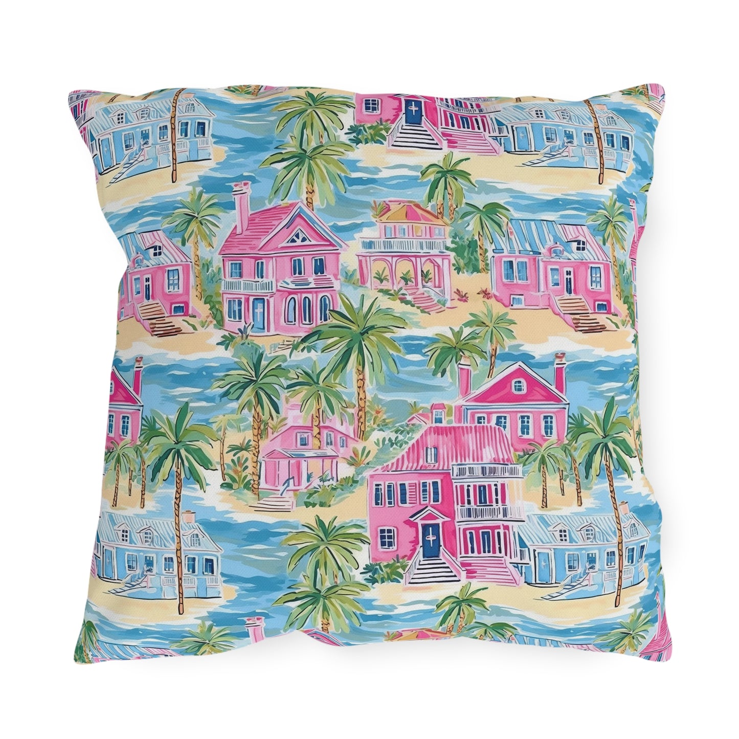 Outdoor Throw Pillow, Coastal Palm Beach Houses