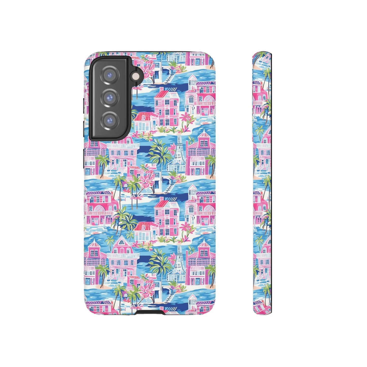 Pink Coastal Houses phone case | Tough Case | iPhone 17