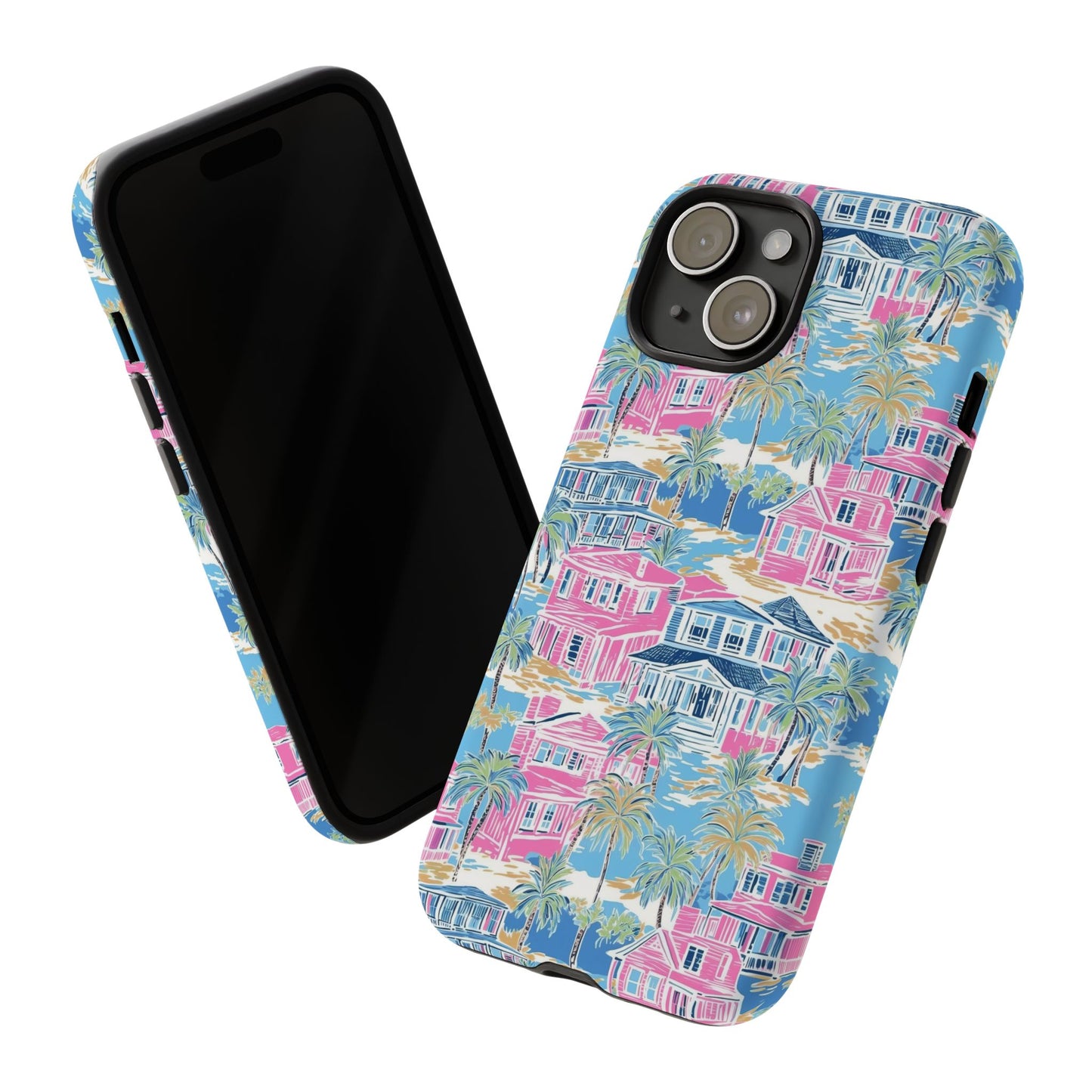 Tropical Beach Houses Tough Case | Palm Tree Coastal Phone Cover | iPhone 17