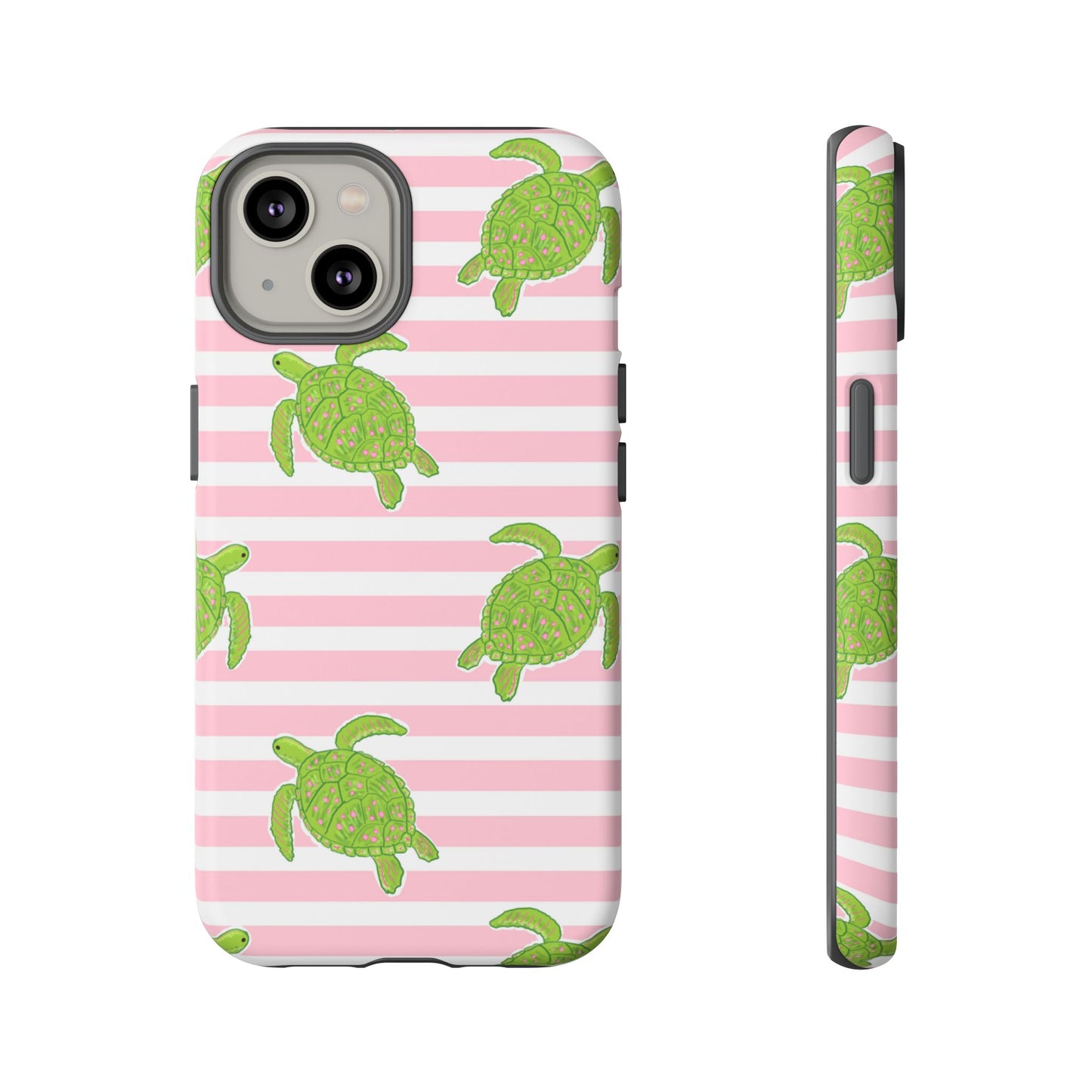 Green Sea Turtles Phone Case | Pink Stripes Tough Case | iPhone 17
