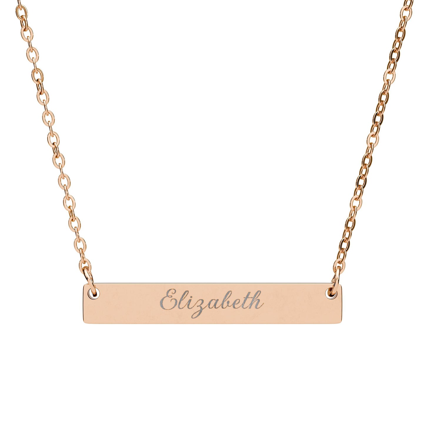 Engraved Horizontal Bar Necklace — Personalized Name Pendant