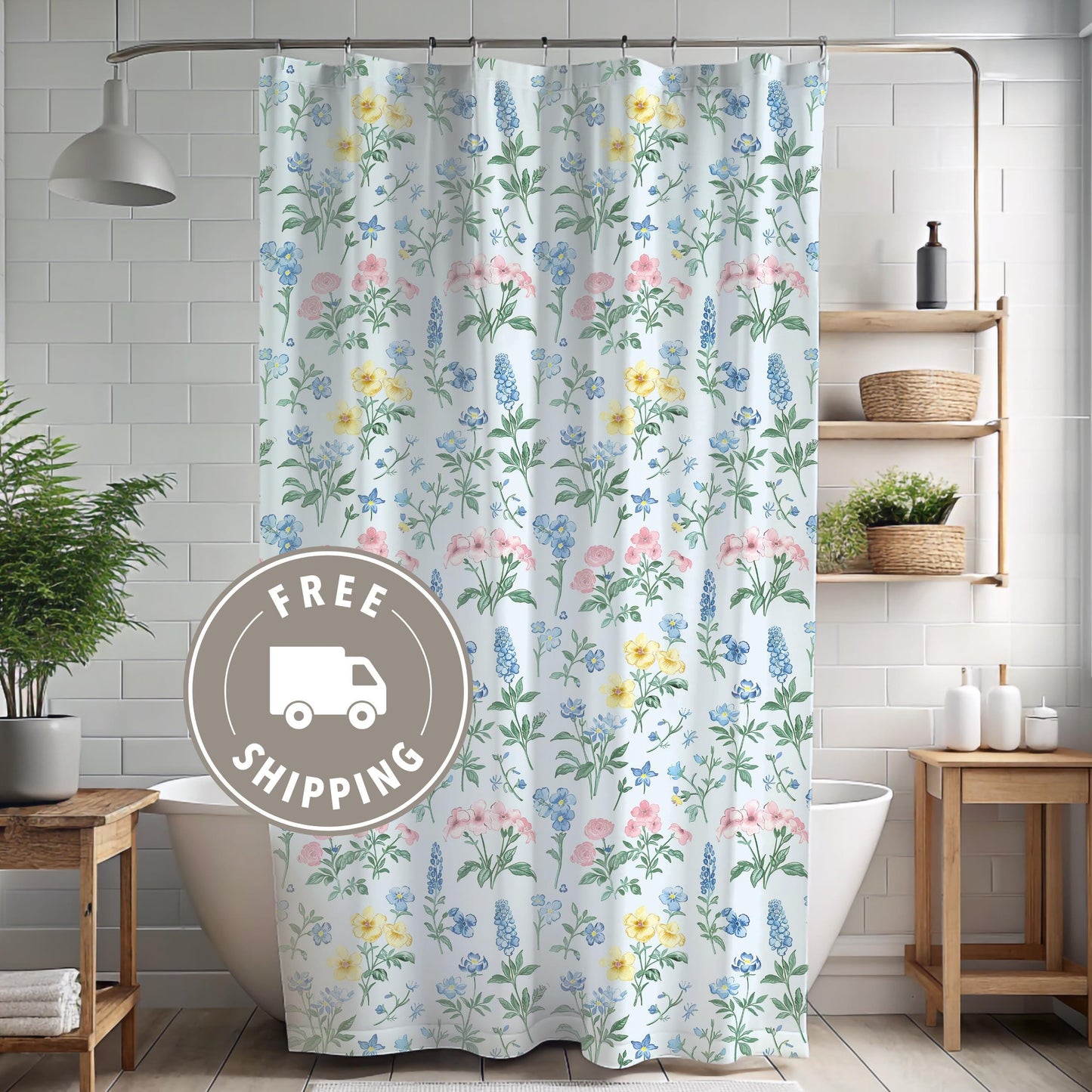 Custom Shower Curtain, Wildflowers