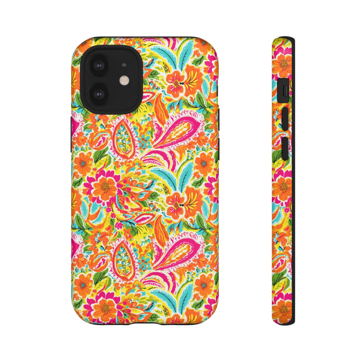 Vibrant Floral Paisley phone case | Tough Cases | Orange and Pink Floral | iPhone 17