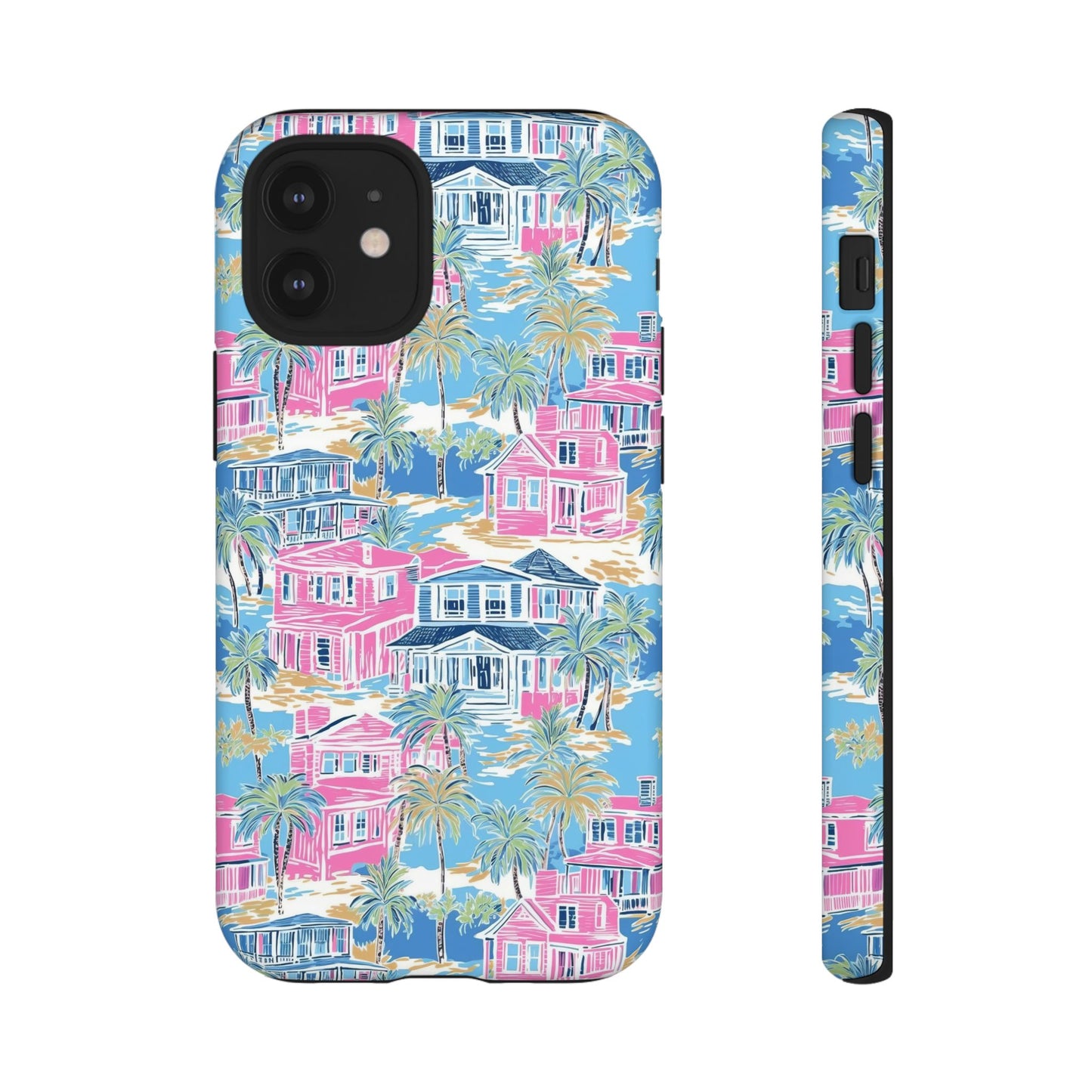 Tropical Beach Houses Tough Case | Palm Tree Coastal Phone Cover | iPhone 17