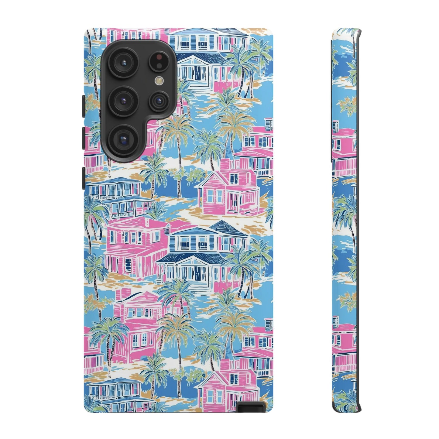 Tropical Beach Houses Tough Case | Palm Tree Coastal Phone Cover | iPhone 17