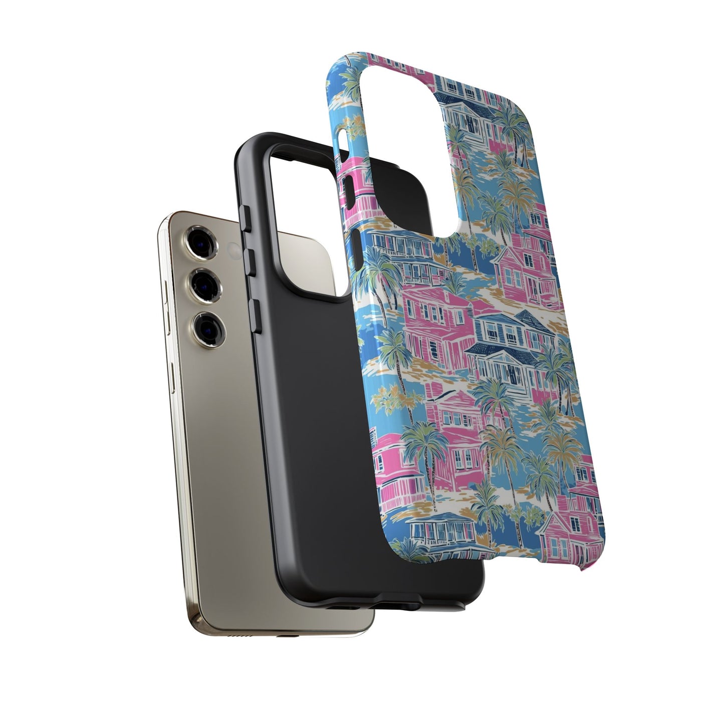 Tropical Beach Houses Tough Case | Palm Tree Coastal Phone Cover | iPhone 17