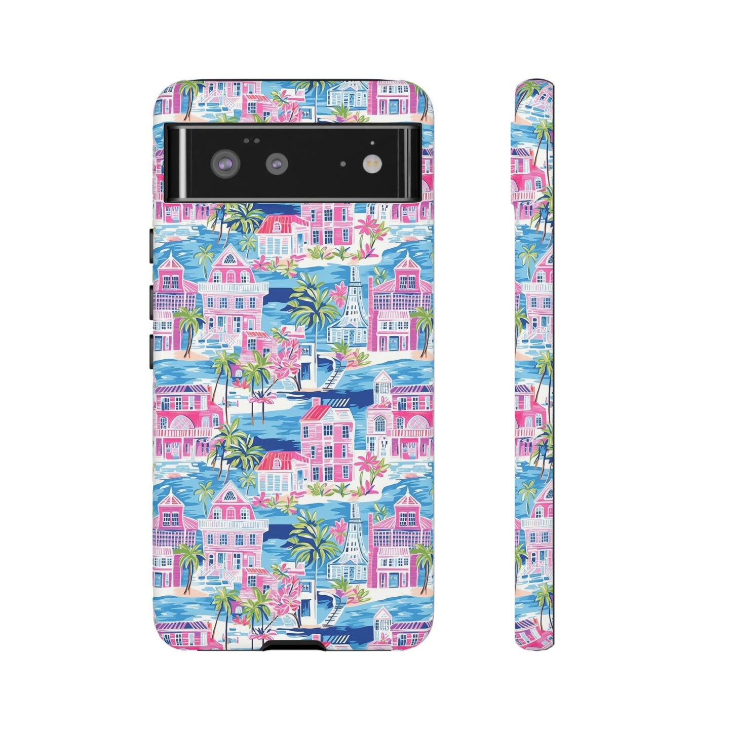 Pink Coastal Houses phone case | Tough Case | iPhone 17