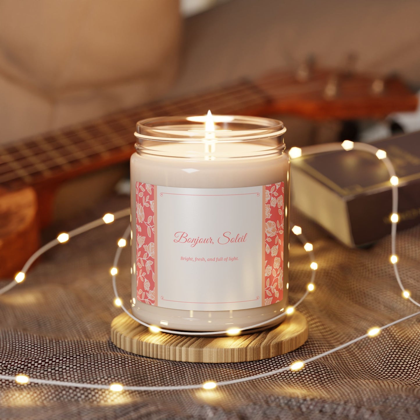 Custom Soy Wax Candle with Reusable Glass Jar | Vegan, Clean-Burning | Personalized Label Available