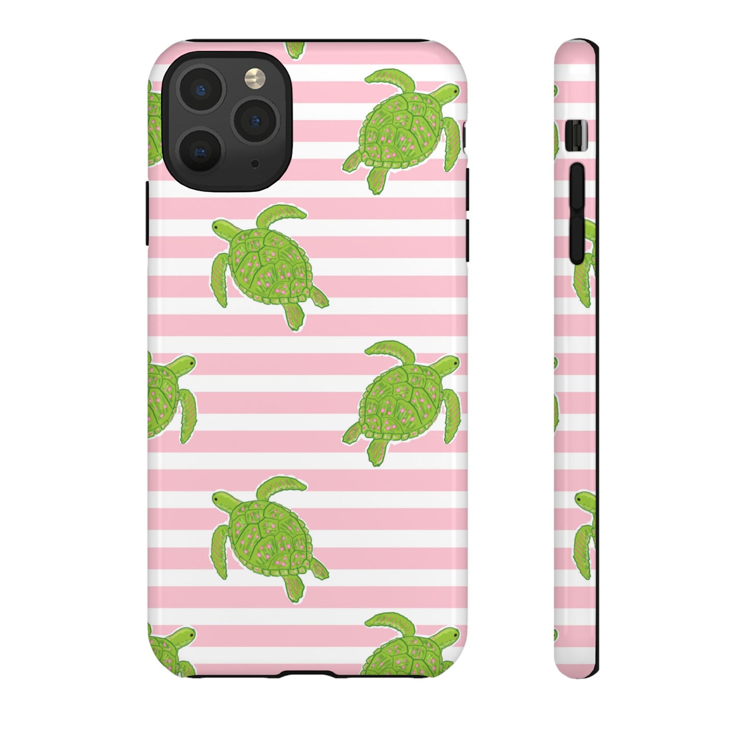Green Sea Turtles Phone Case | Pink Stripes Tough Case | iPhone 17