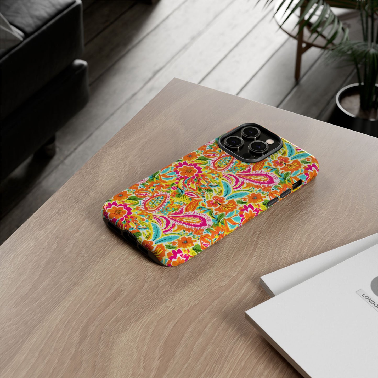 Vibrant Floral Paisley phone case | Tough Cases | Orange and Pink Floral | iPhone 17