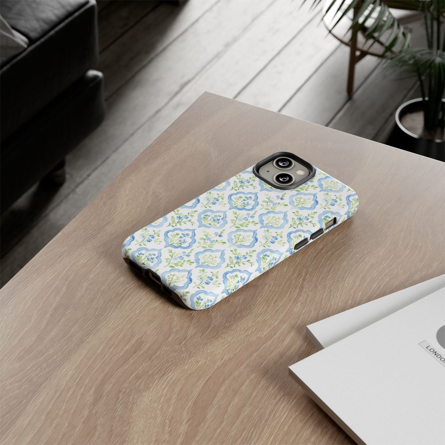 Blue Floral Damask phone case | Tough Case | iPhone 17