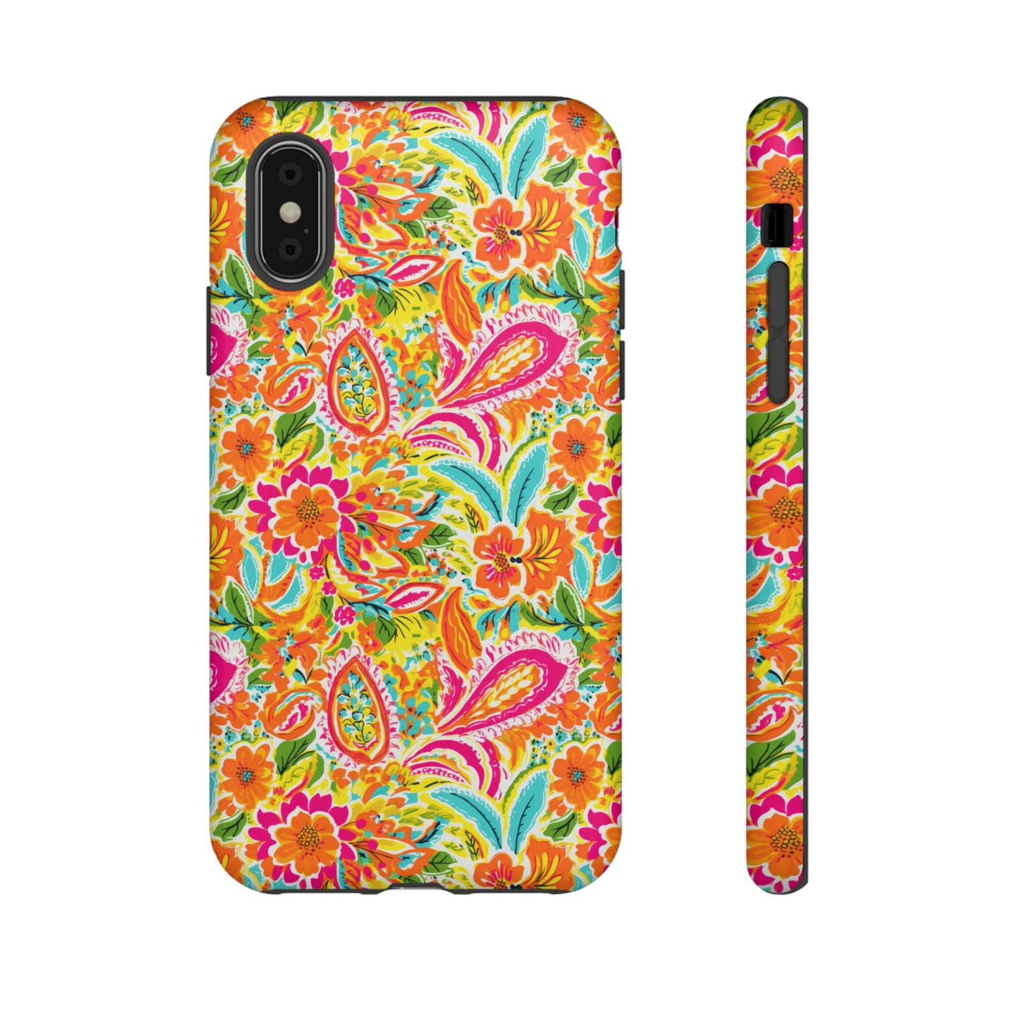 Vibrant Floral Paisley phone case | Tough Cases | Orange and Pink Floral | iPhone 17