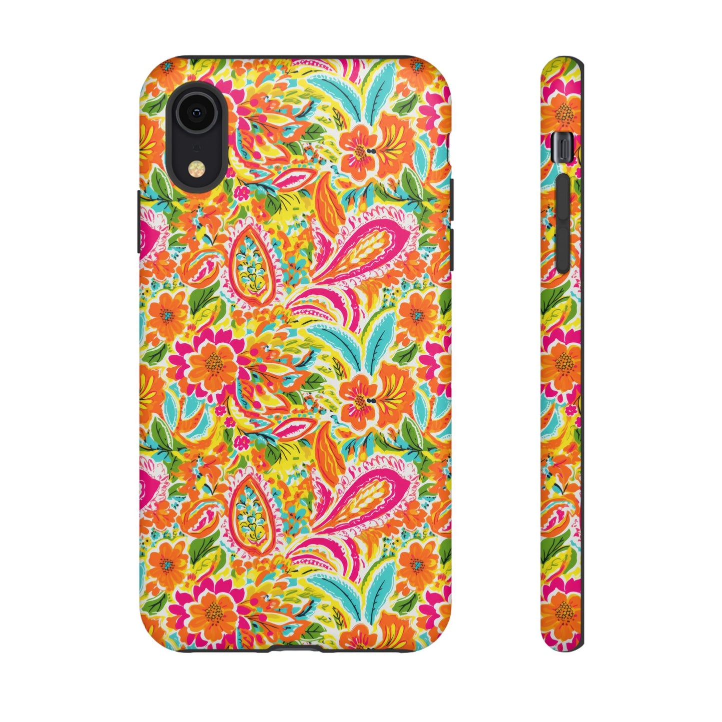 Vibrant Floral Paisley phone case | Tough Cases | Orange and Pink Floral | iPhone 17