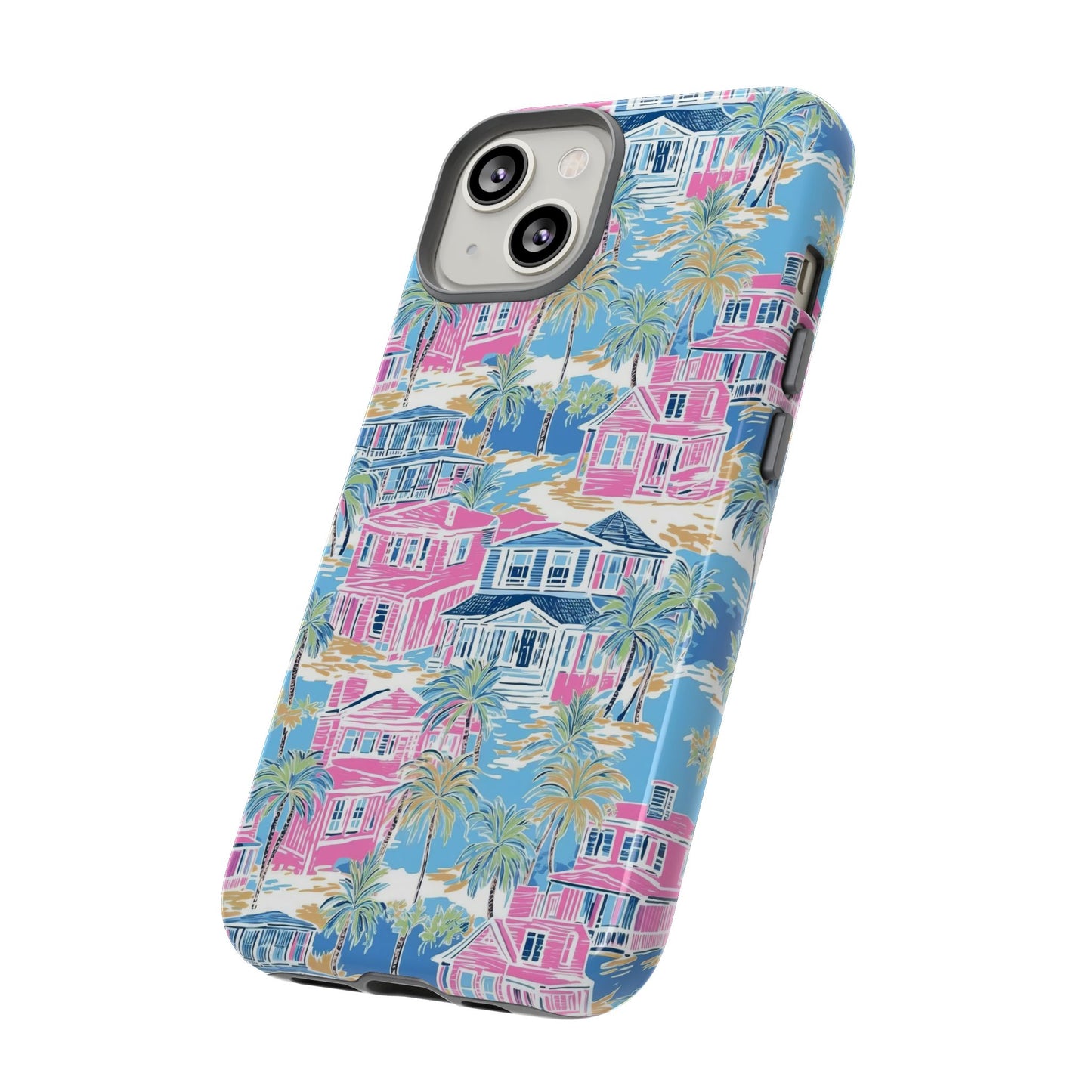 Tropical Beach Houses Tough Case | Palm Tree Coastal Phone Cover | iPhone 17