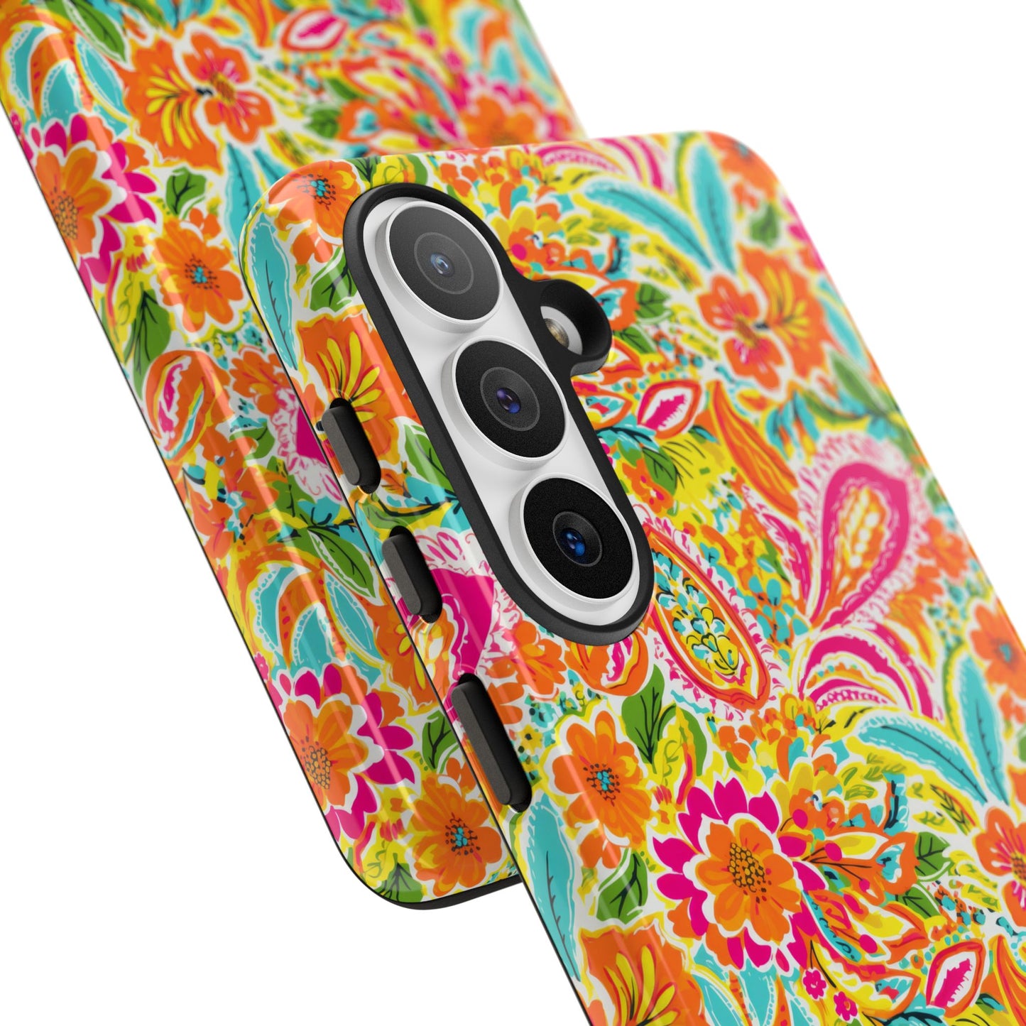 Vibrant Floral Paisley phone case | Tough Cases | Orange and Pink Floral | iPhone 17