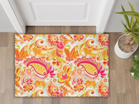 Custom Rug, Pink and Orange Paisley