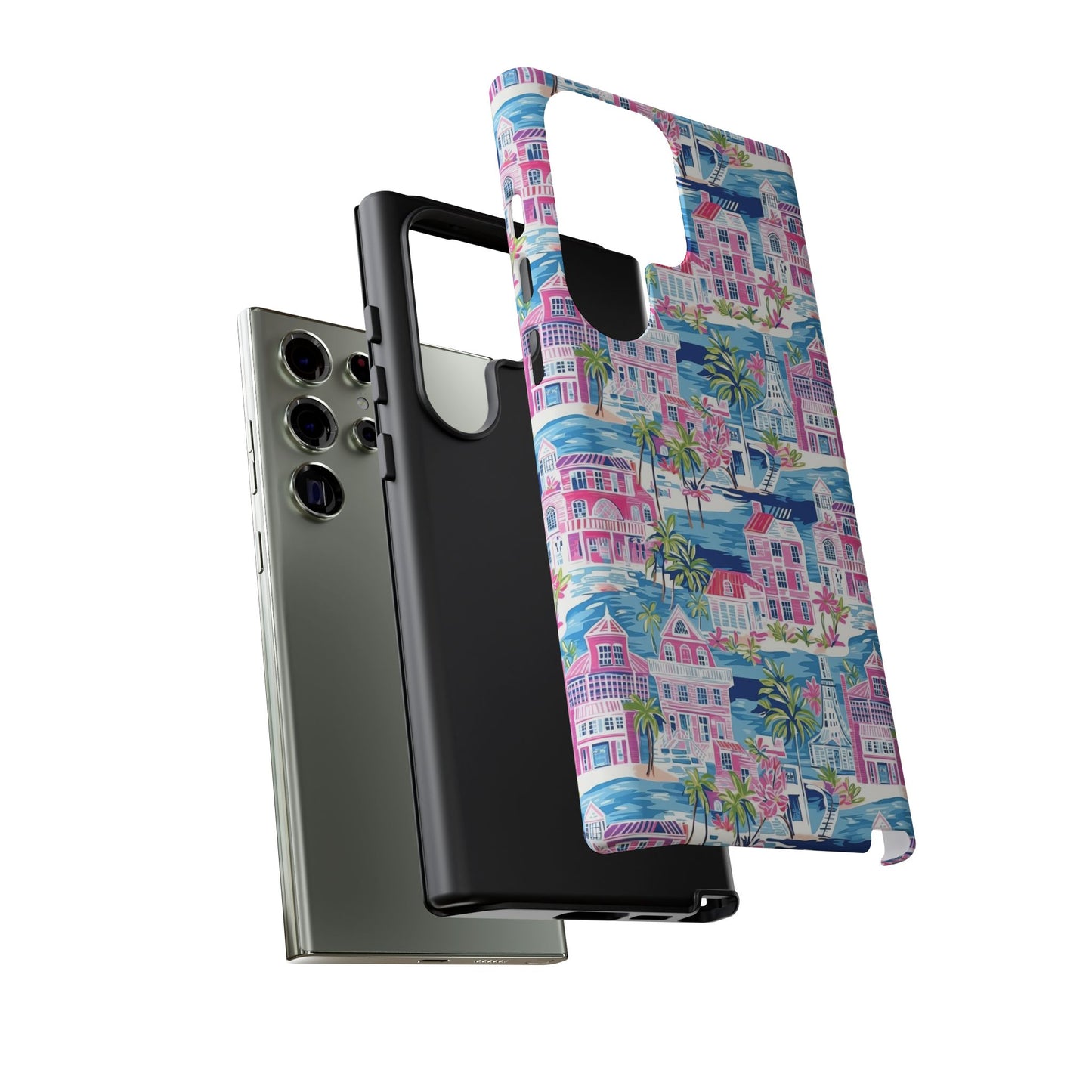 Pink Coastal Houses phone case | Tough Case | iPhone 17