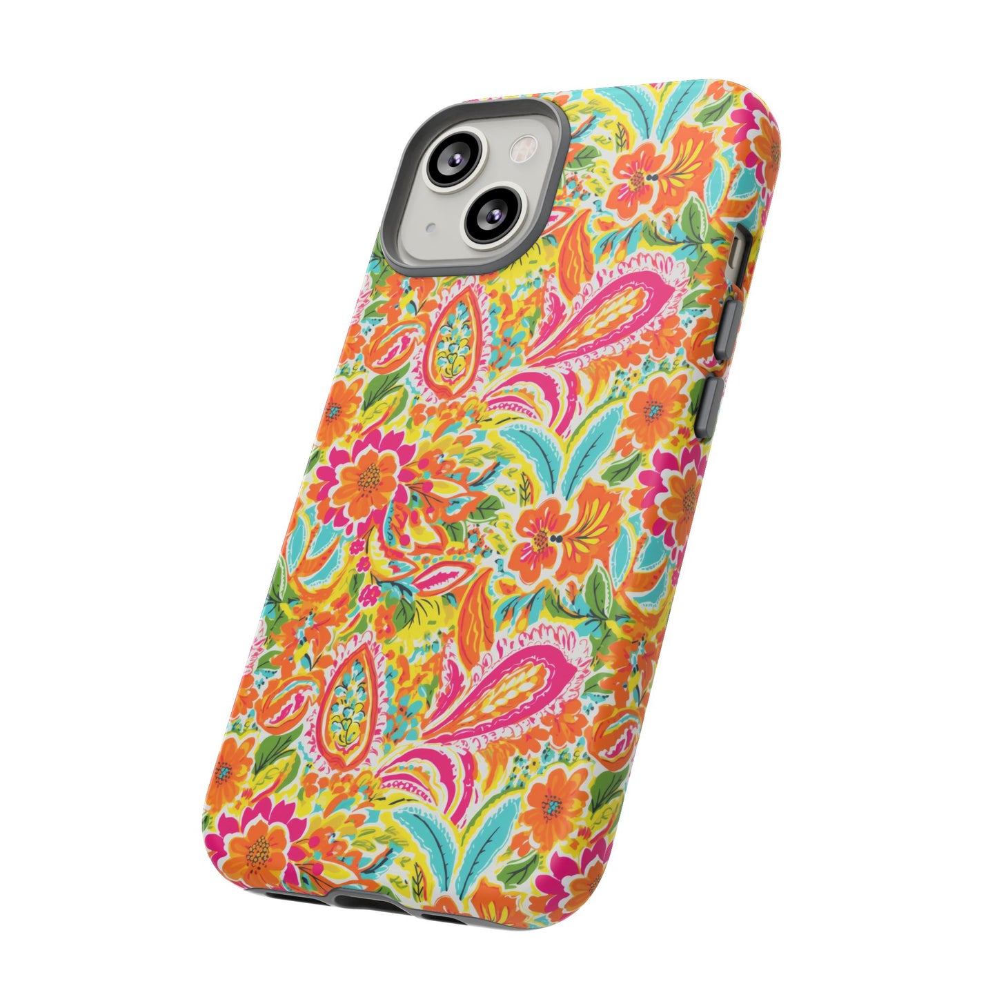 Vibrant Floral Paisley phone case | Tough Cases | Orange and Pink Floral | iPhone 17