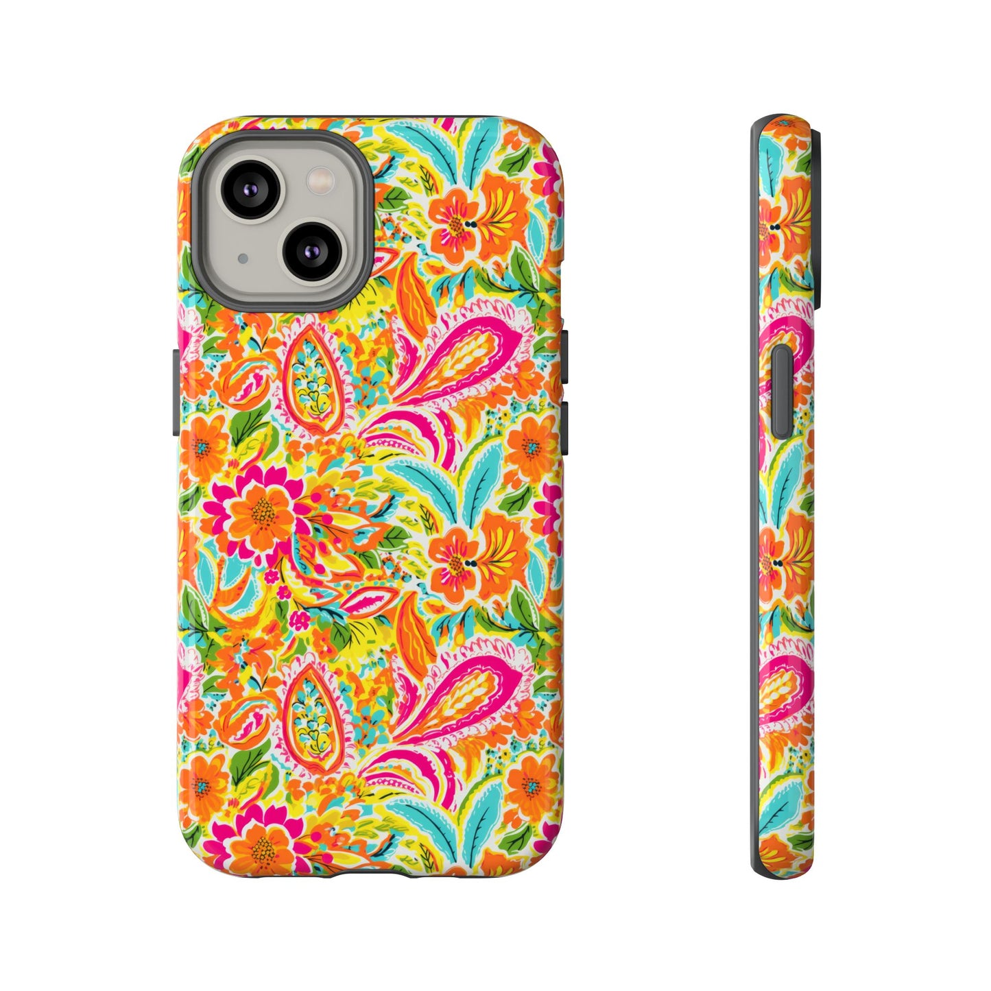 Vibrant Floral Paisley phone case | Tough Cases | Orange and Pink Floral | iPhone 17