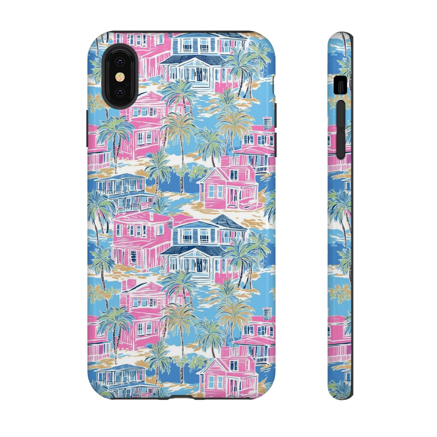 Tropical Beach Houses Tough Case | Palm Tree Coastal Phone Cover | iPhone 17