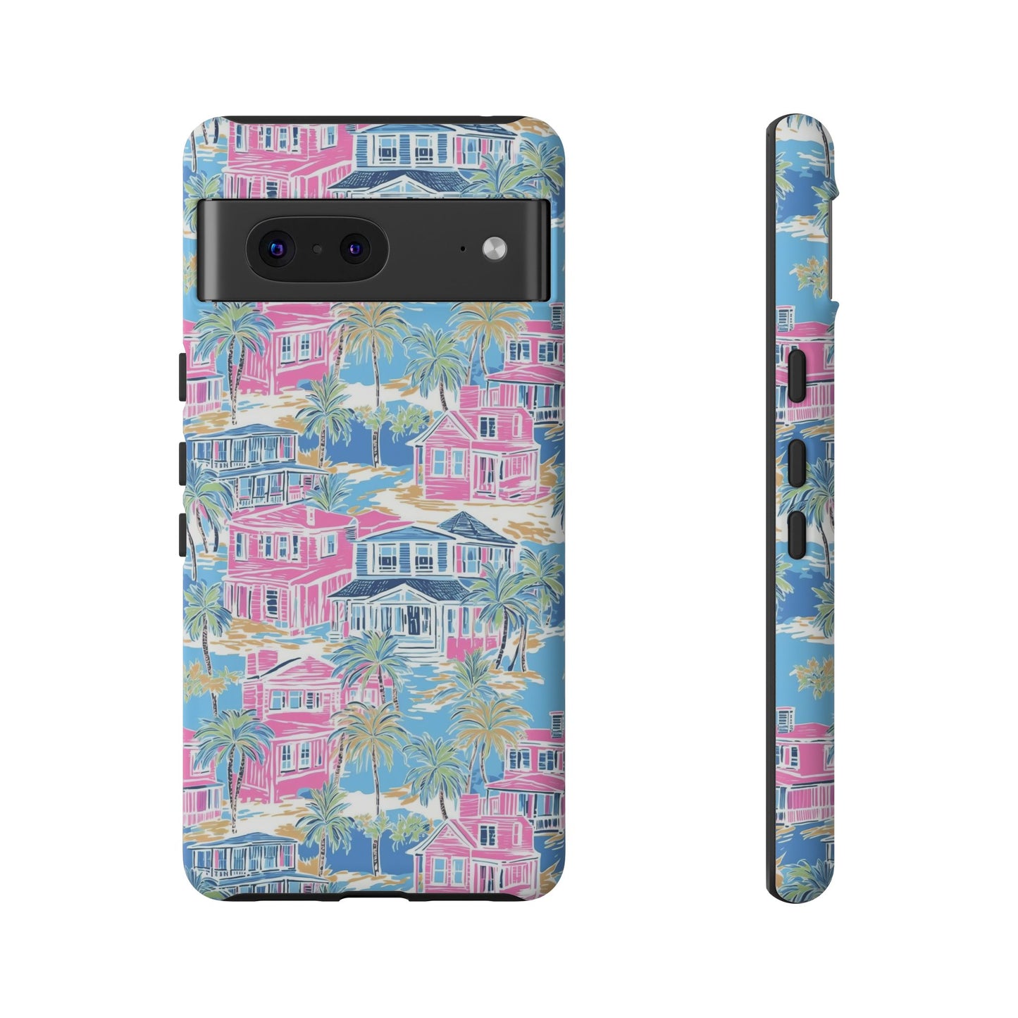 Tropical Beach Houses Tough Case | Palm Tree Coastal Phone Cover | iPhone 17