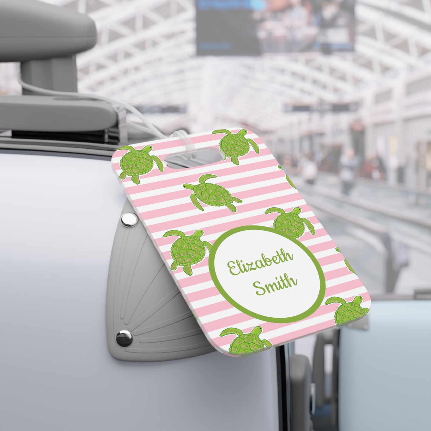 Personalized Preppy Sea Turtles Luggage Tag — Custom Name Travel ID