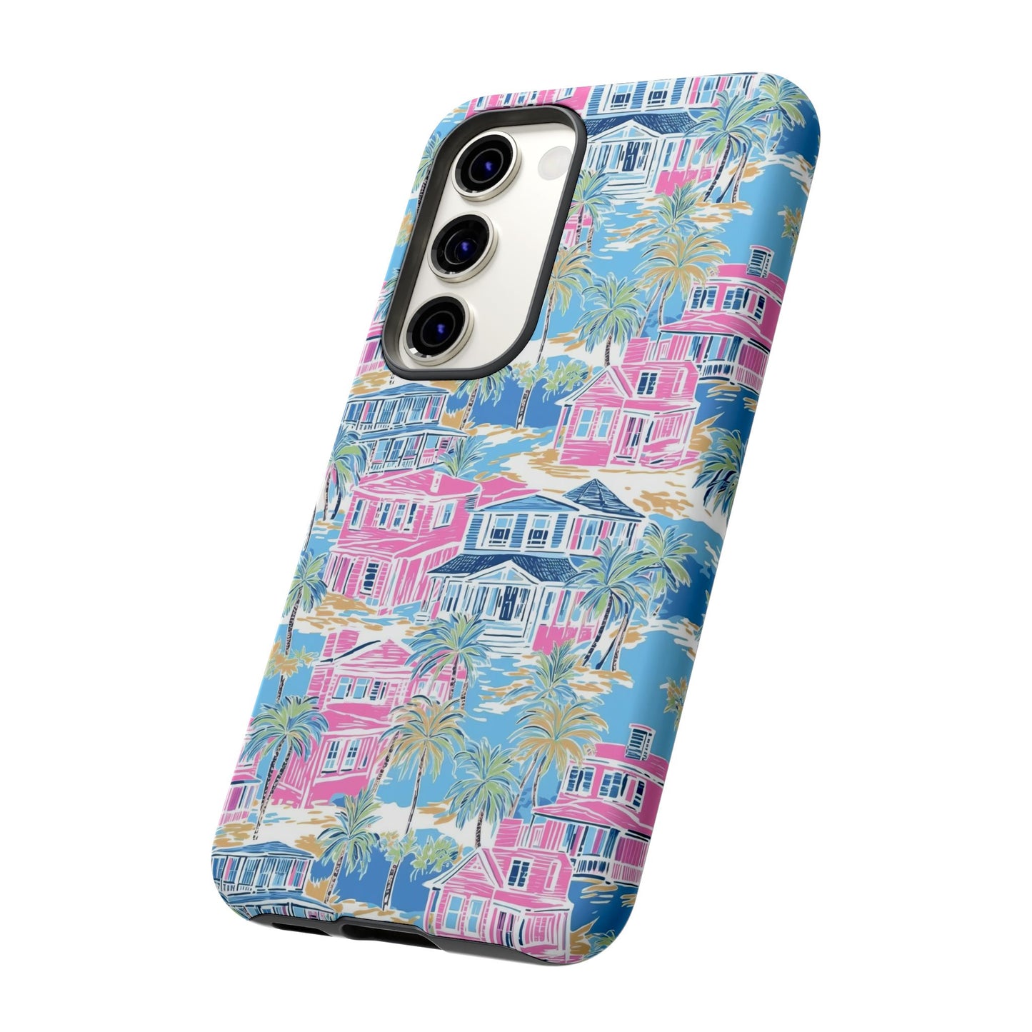 Tropical Beach Houses Tough Case | Palm Tree Coastal Phone Cover | iPhone 17