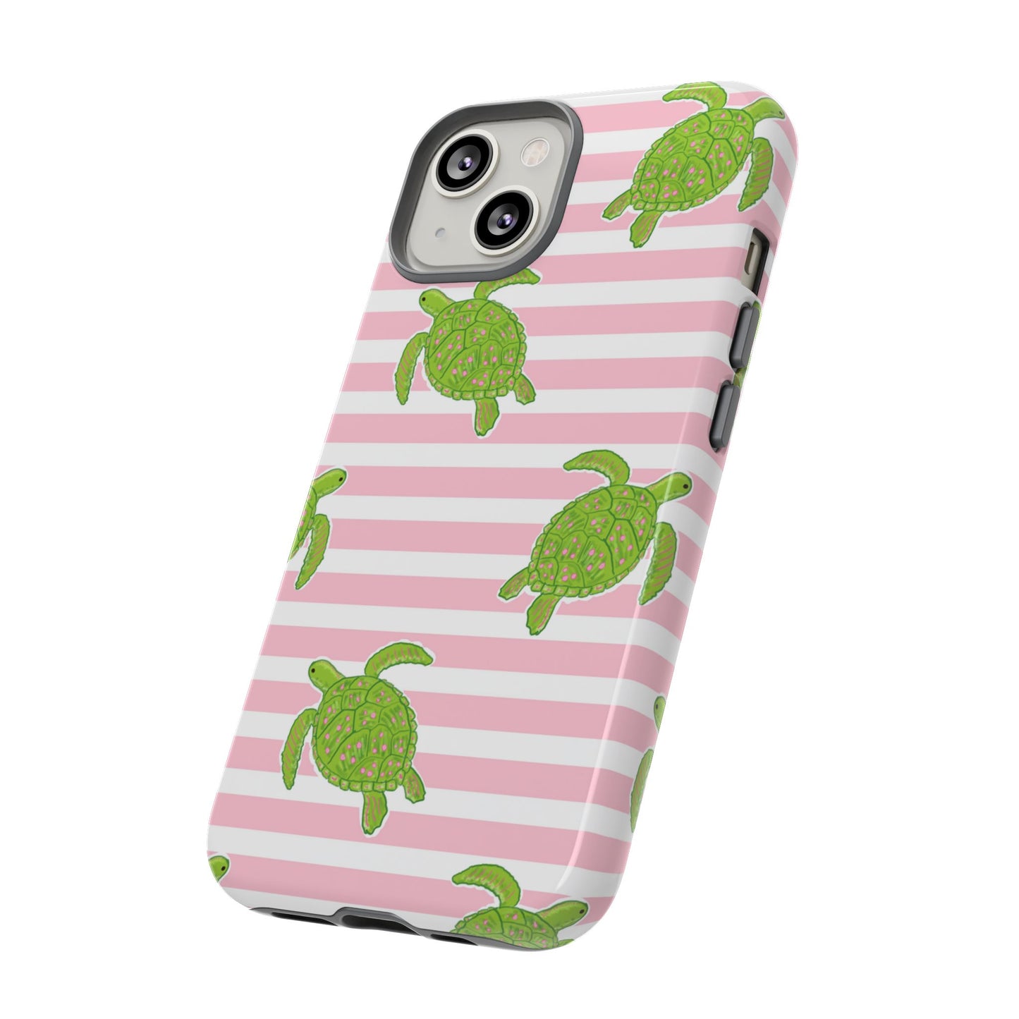 Green Sea Turtles Phone Case | Pink Stripes Tough Case | iPhone 17