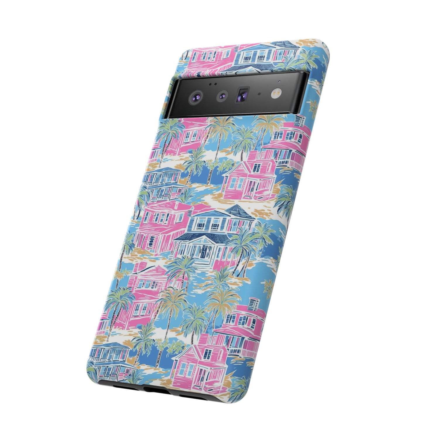 Tropical Beach Houses Tough Case | Palm Tree Coastal Phone Cover | iPhone 17