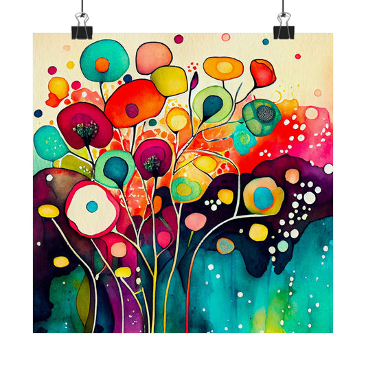 Colorful Abstract Floral Wall Art Poster | Vibrant Wildflower Botanical Print | Boho Modern Home Decor