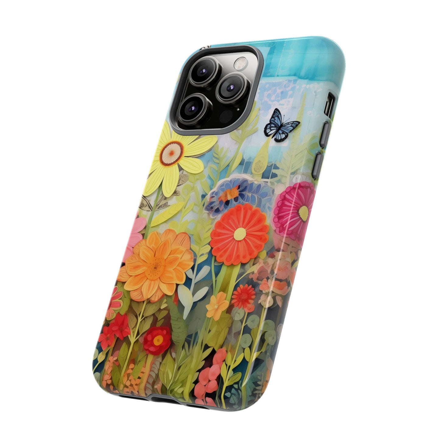 Whimsical Floral Garden phone case | Tough Case | 3d Floral Pattern | iPhone 17