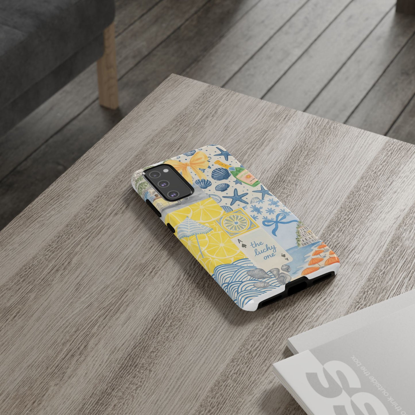 Coastal Collage Phone Case | Beach Shells, Starfish, Lemon, Scenic Travel | Italian Summer
