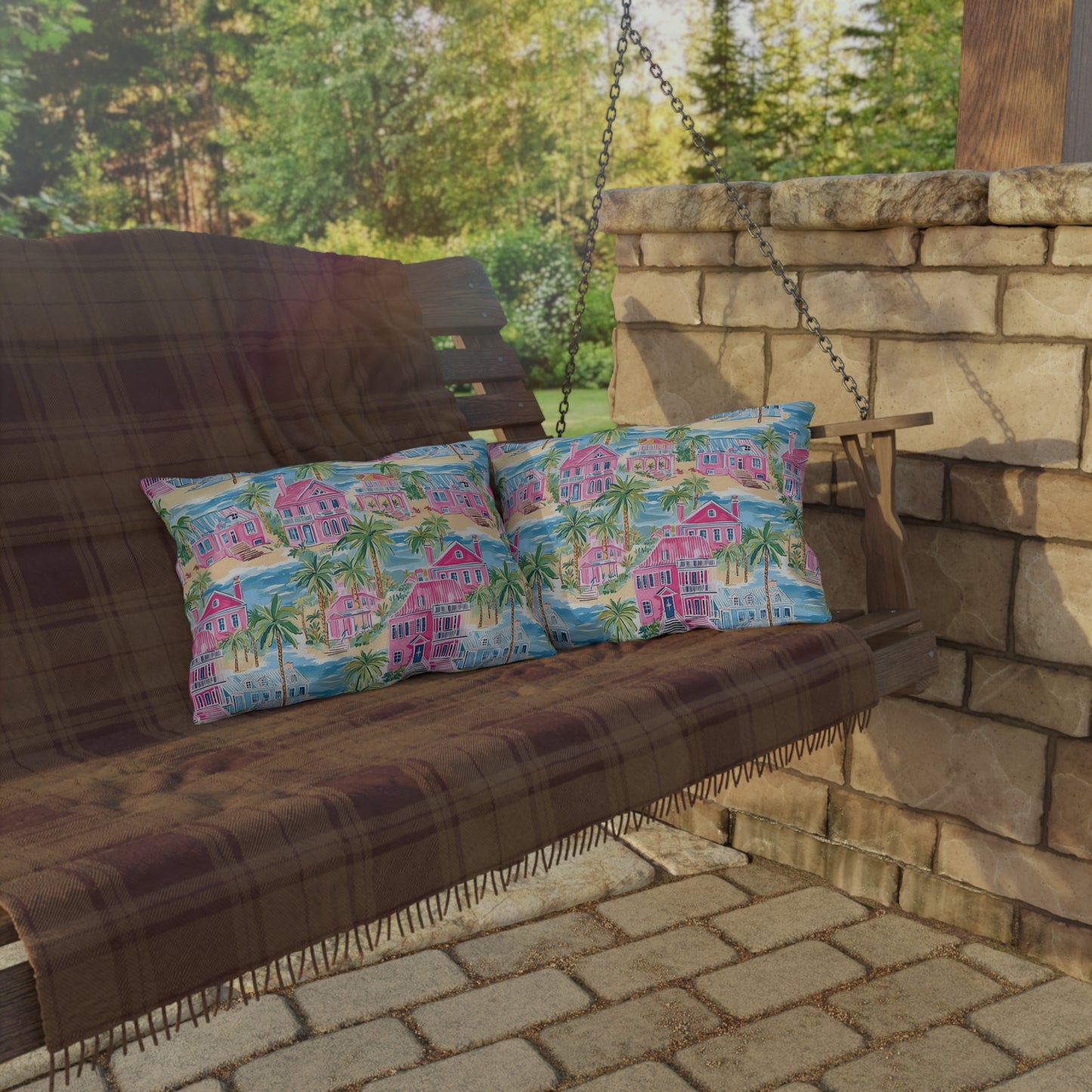 Outdoor Throw Pillow, Coastal Palm Beach Houses