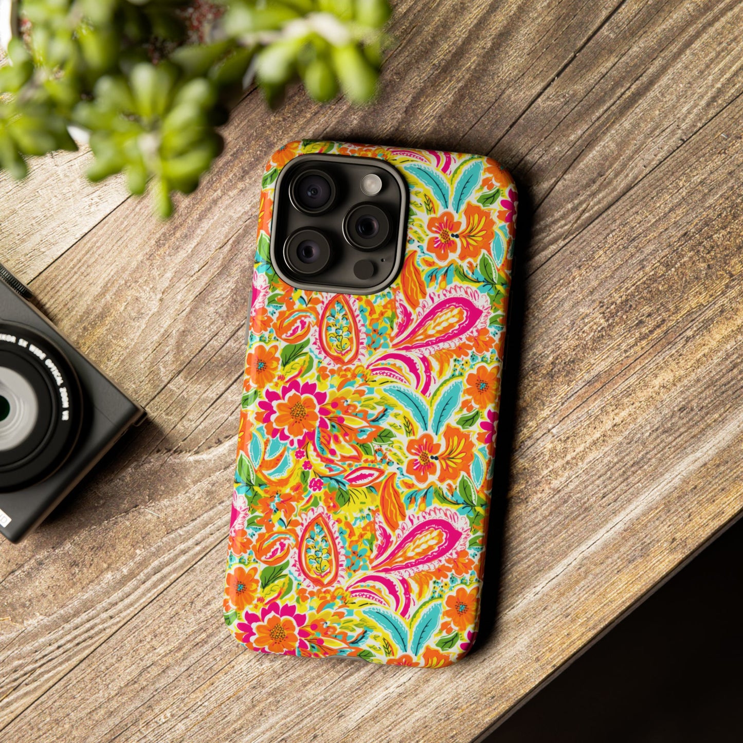 Vibrant Floral Paisley phone case | Tough Cases | Orange and Pink Floral | iPhone 17