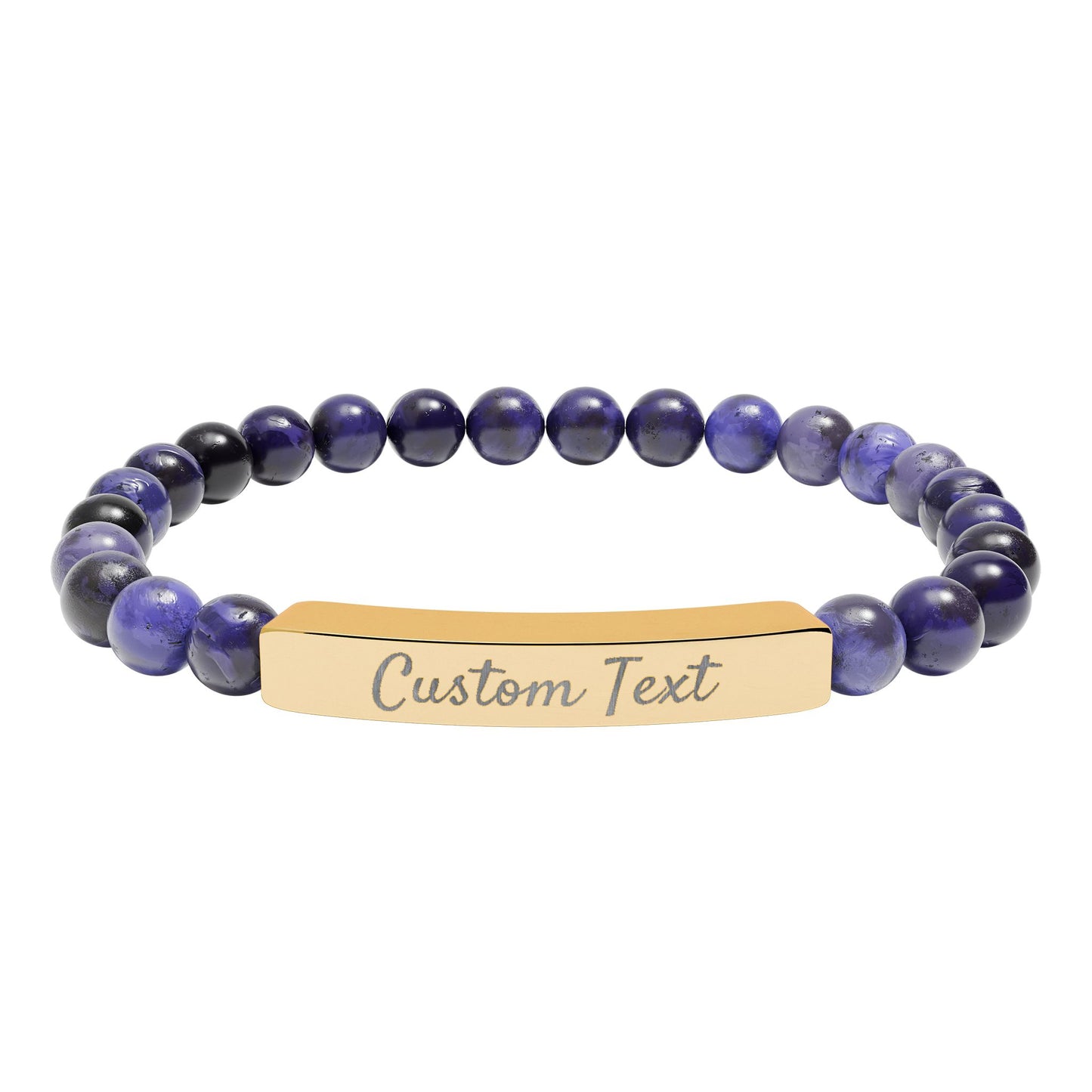 Engravable Natural Stone Bar Bracelet — Custom Name Stretch Bracelet